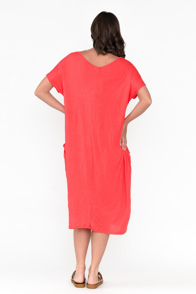 Travel Coral Crinkle Cotton Dress