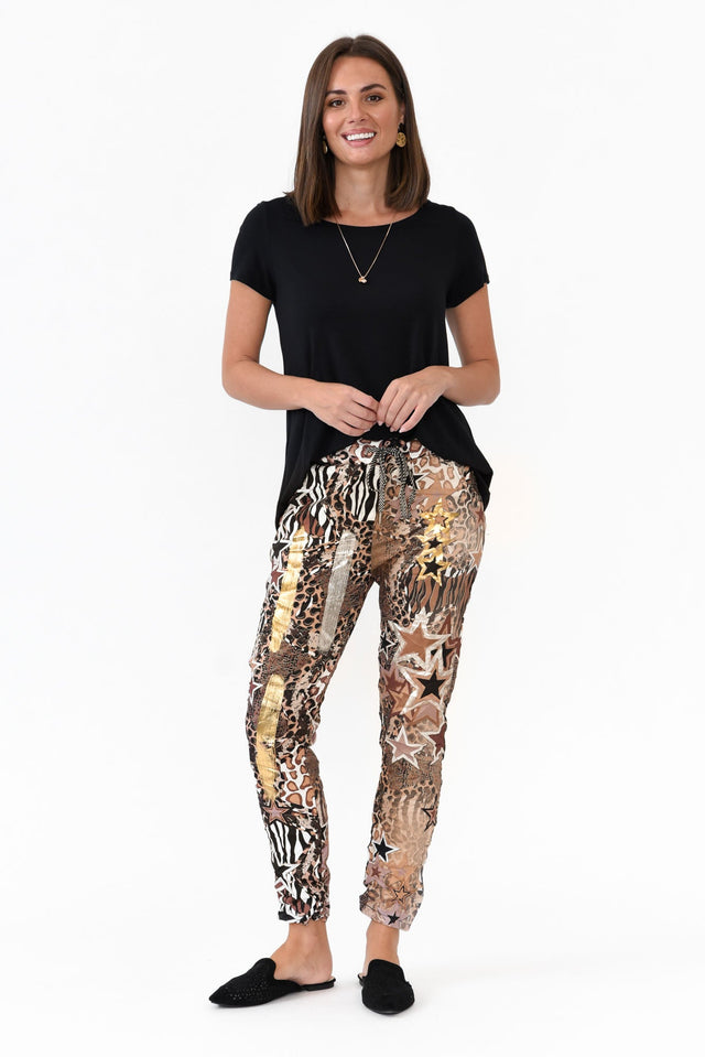 Russo Brown Animal Star Drawstring Pants