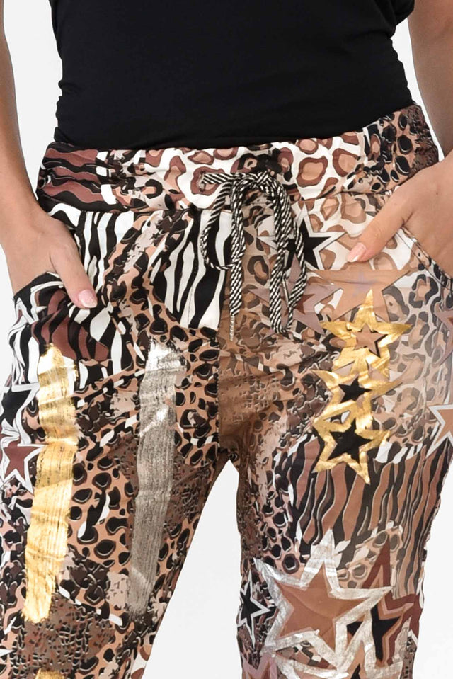 Russo Brown Animal Star Drawstring Pants image 5