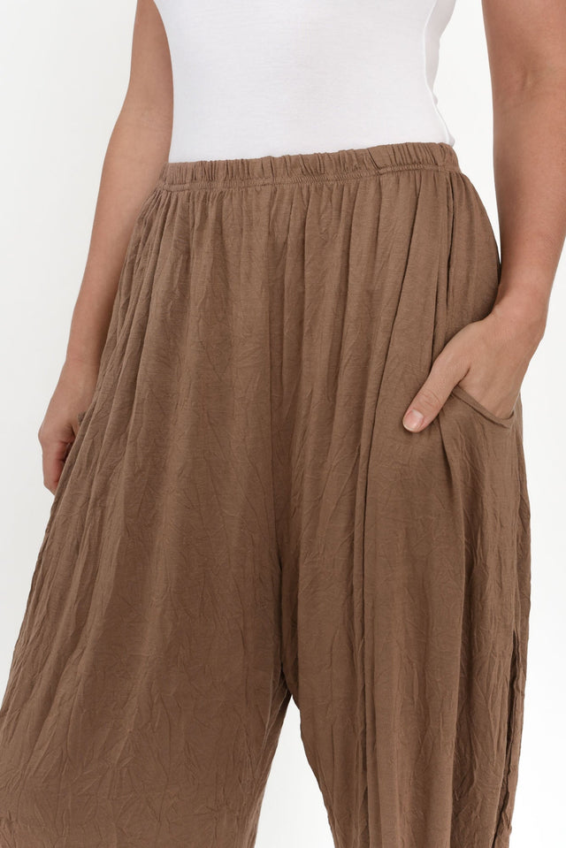 Rylee Brown Crinkle Cotton Pants image 6