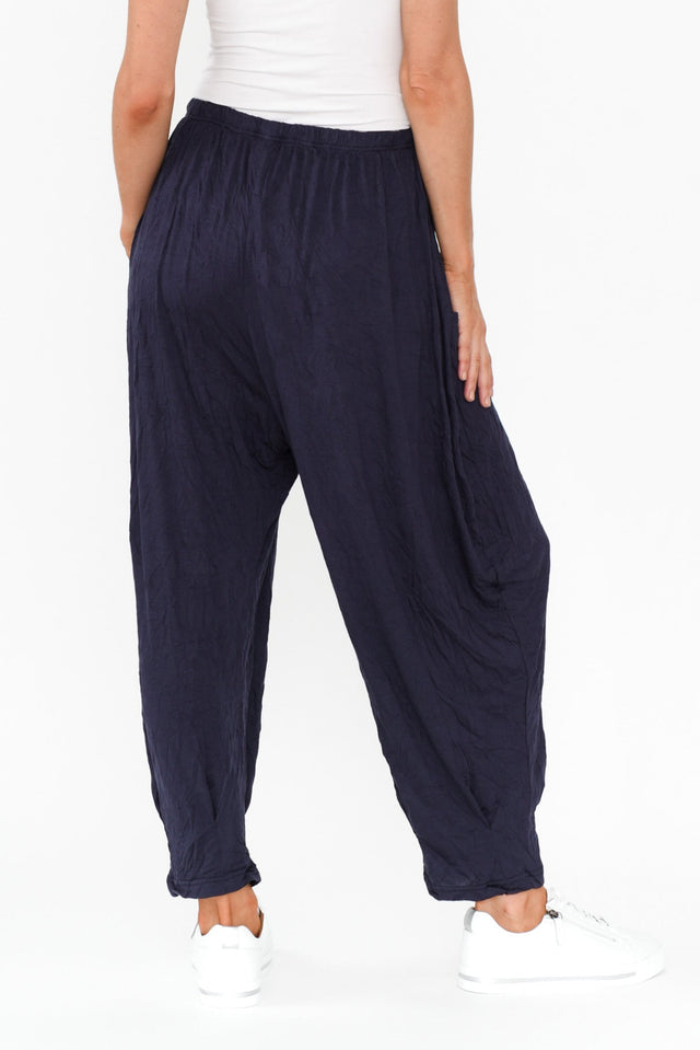 Rylee Dark Navy Crinkle Cotton Pants image 6