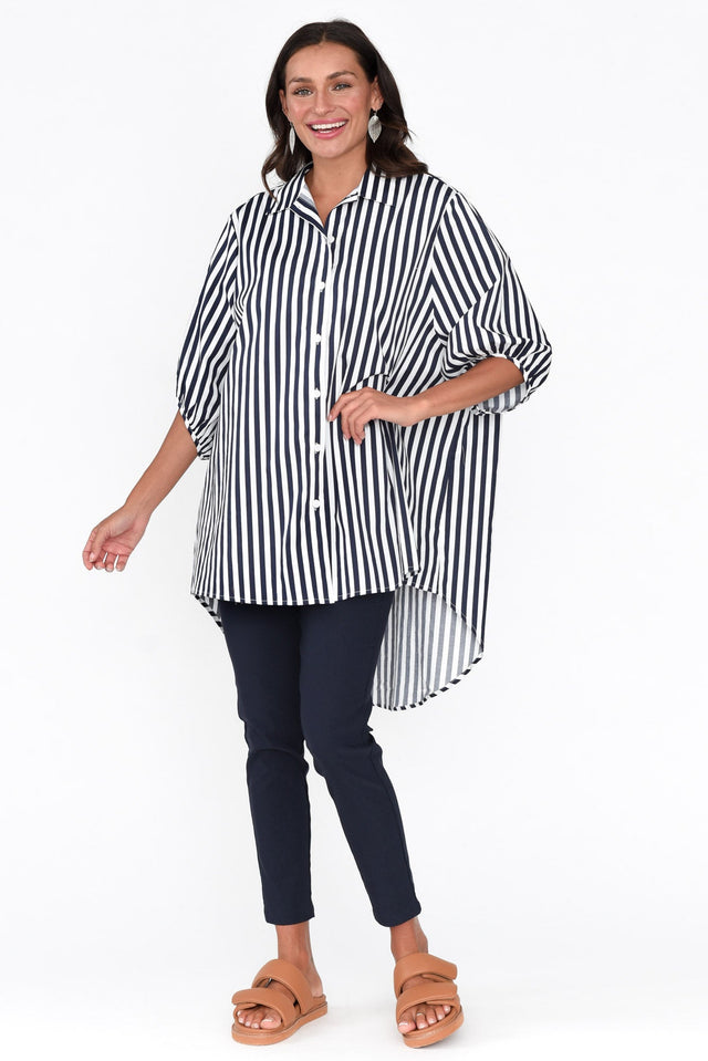 Sadie Navy Stripe Cotton Tunic Top banner image