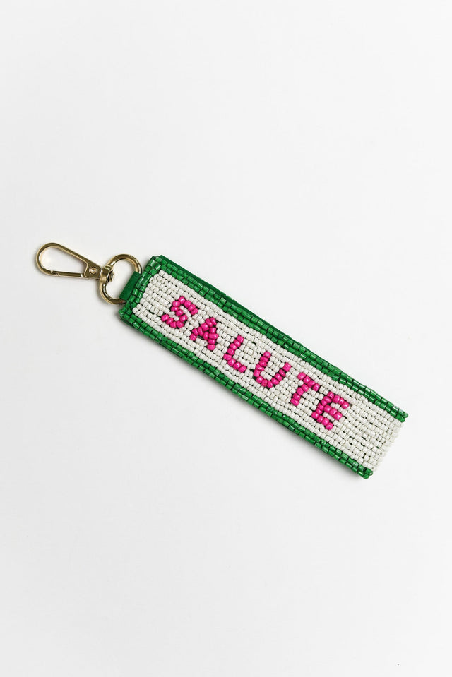 Salute Green Beaded Keychain image 2