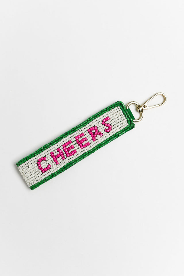 Salute Green Beaded Keychain image 1