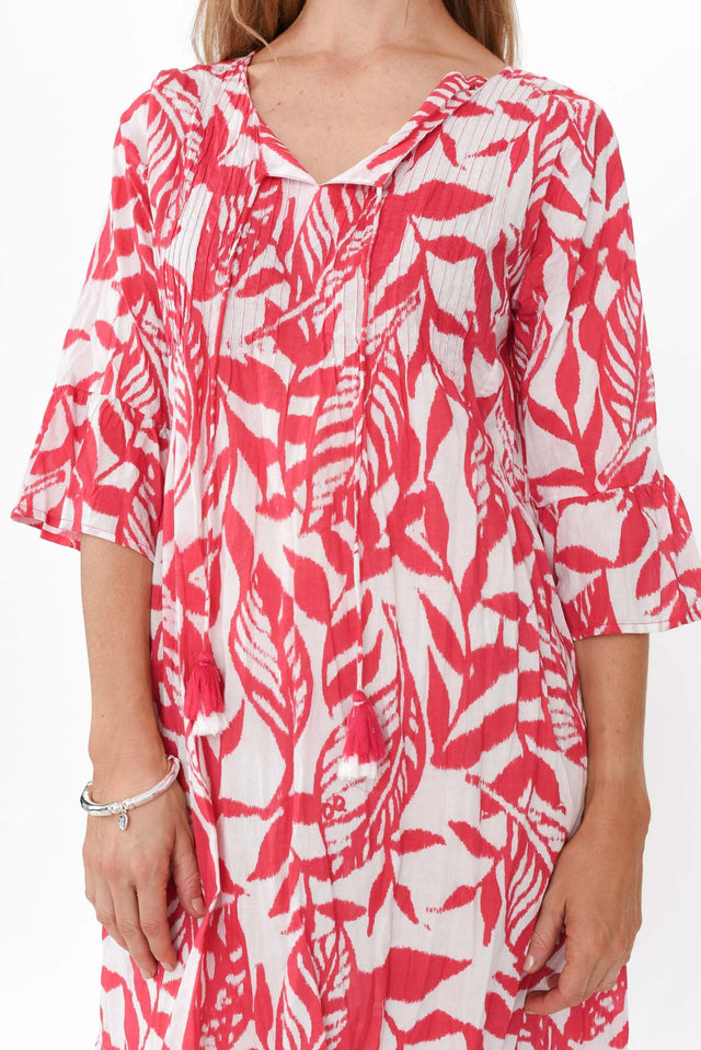 Samy Pink Tropical Cotton Tassel Dress