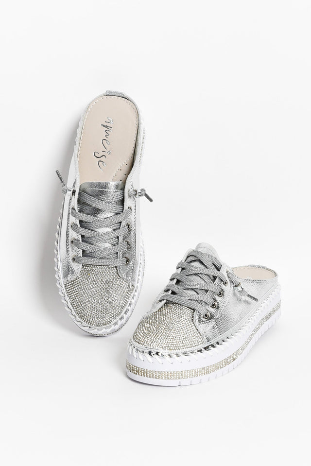 Sarah Silver Leather Mule Sneaker