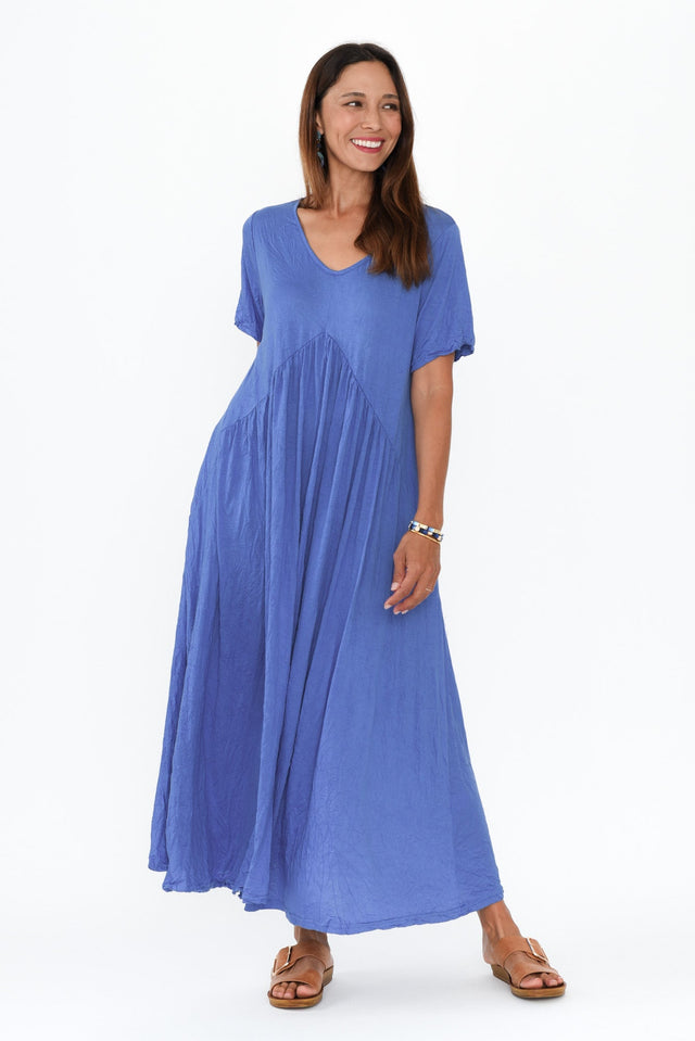 Savannah Cobalt Crinkle Cotton Maxi Dress