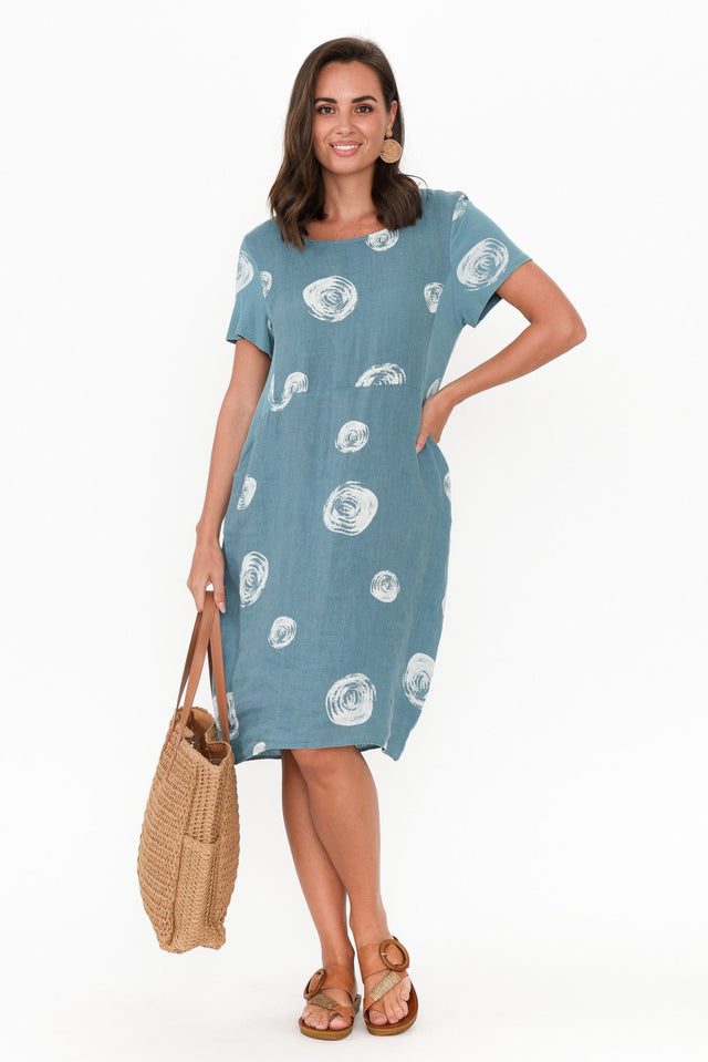 Sawyer Steel Spot Linen Pocket Dress banner image