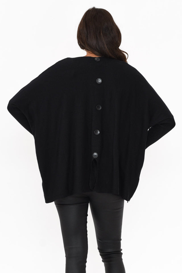 Scottie Black Cotton Blend Button Sweater
