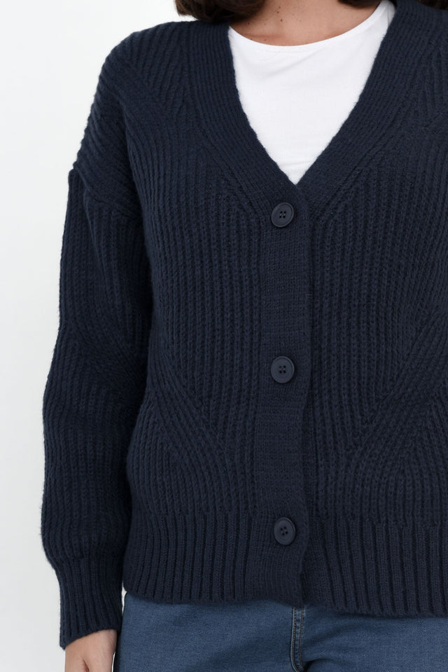 Shara Navy Knit Button Cardigan