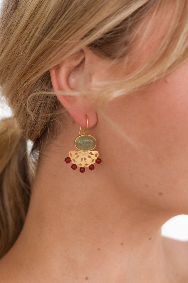 Shea Burgundy Stone Drop Earrings