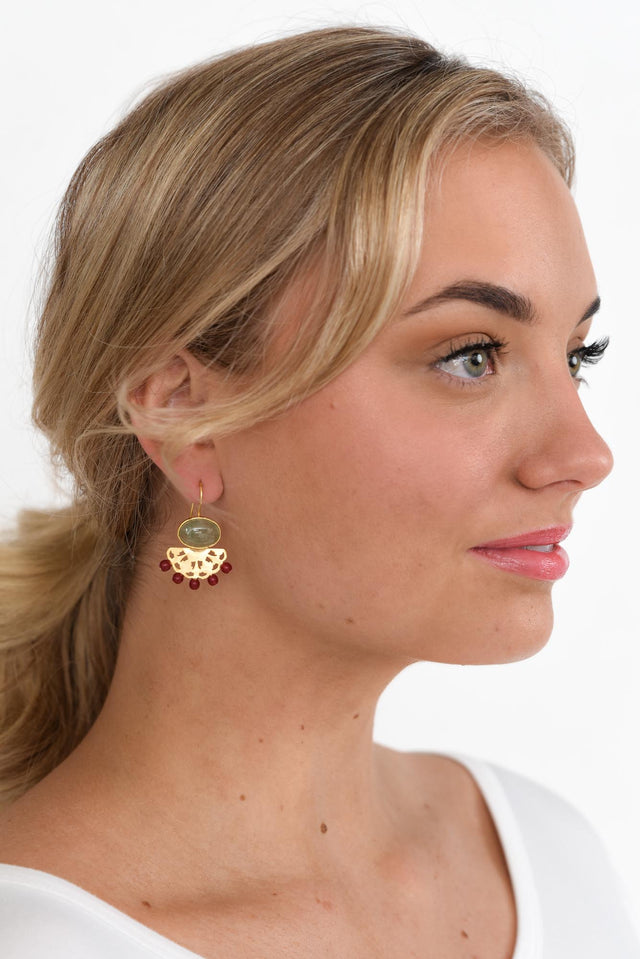 Shea Burgundy Stone Drop Earrings