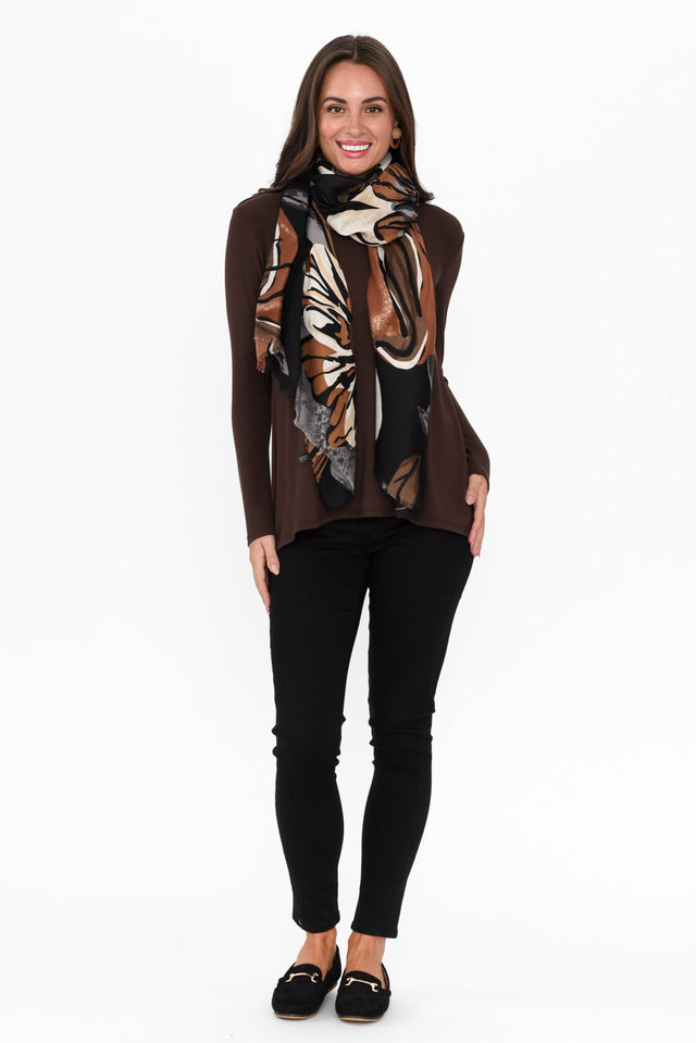 Shenali Chocolate Long Sleeve Swing Top