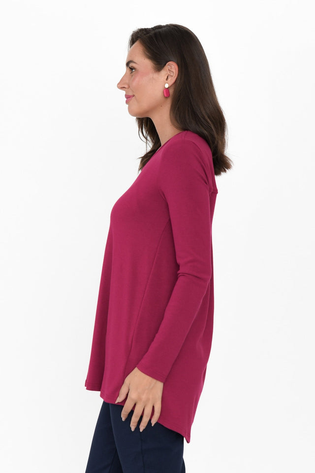 Shenali Magenta Long Sleeve Swing Top