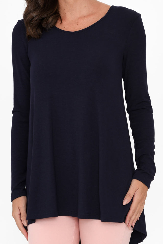 Shenali Navy Long Sleeve Swing Top image 5