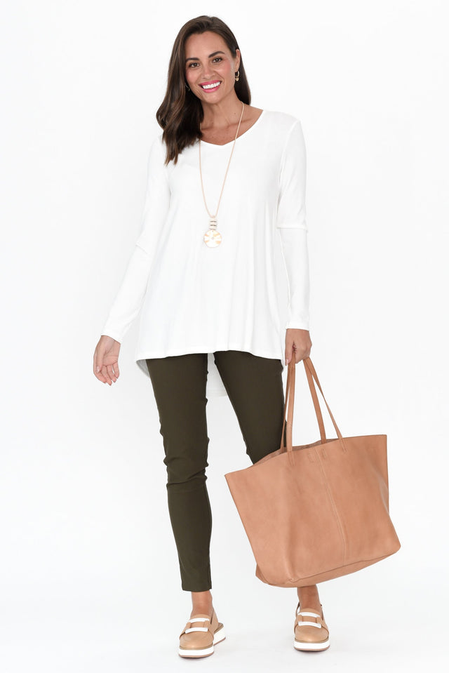 Shenali White Long Sleeve Swing Top image 3