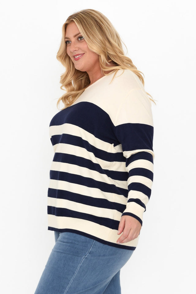 Shonda Navy Stripe Knit Sweater