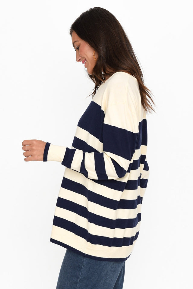 Shonda Navy Stripe Knit Sweater image 4