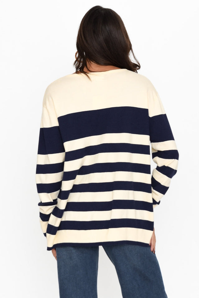 Shonda Navy Stripe Knit Sweater