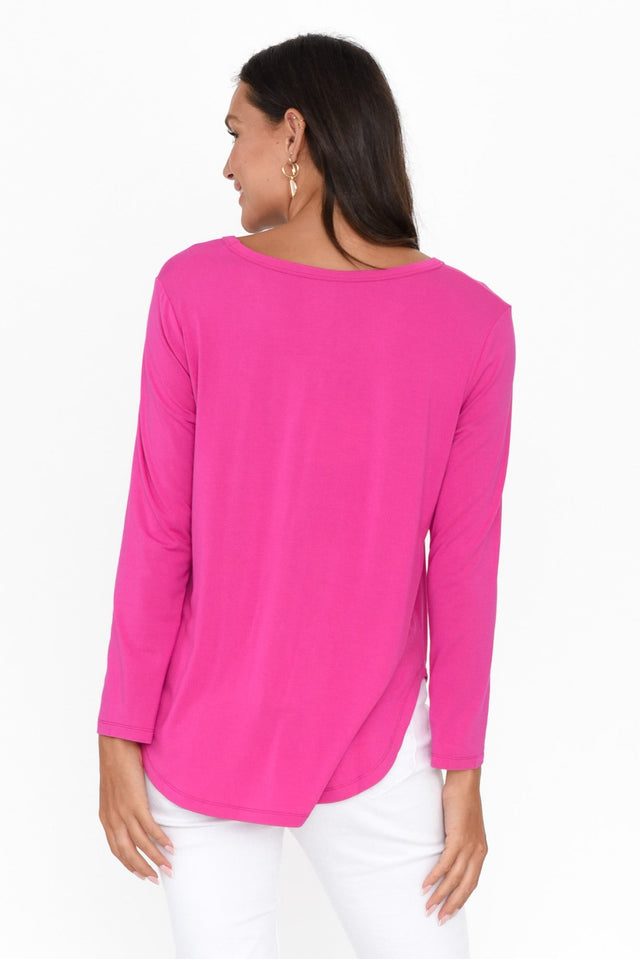 Sia Magenta Bamboo V Neck Top