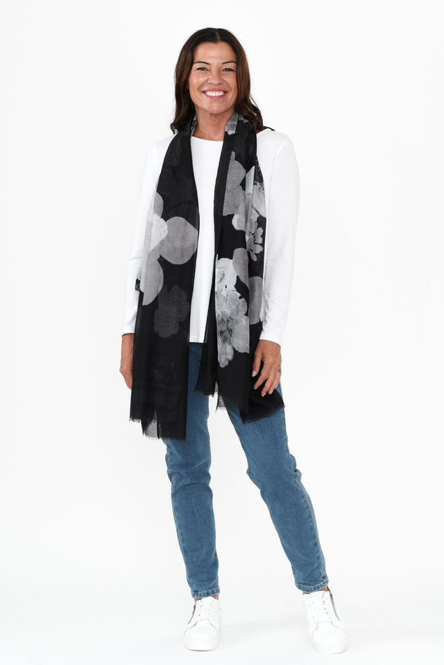 Sia Black Floral Scarf image 1