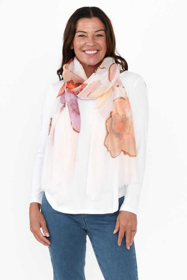 Sia Orange Floral Scarf image 1