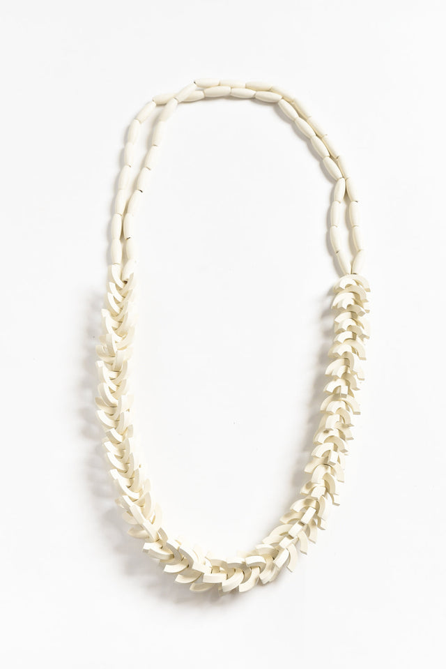 Sidonia Cream Wooden Bead Necklace