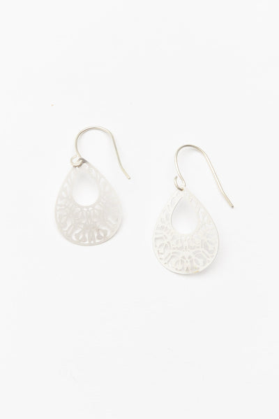 Silver Mini Filigree Teardrop Earrings