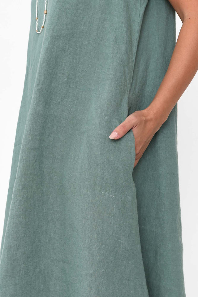 Sonny Sage Linen Swing Dress