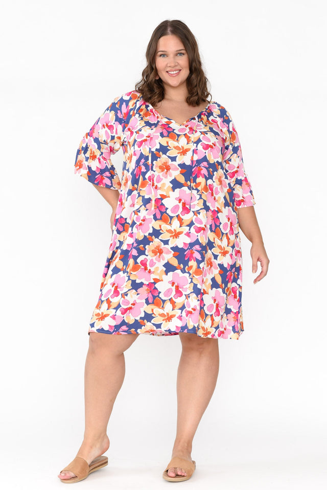 Sophia Pink Pansy Bell Sleeve Dress