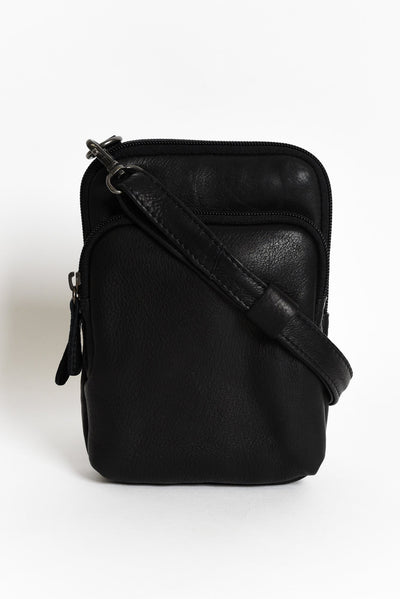 Sophie Black Leather Crossbody Bag