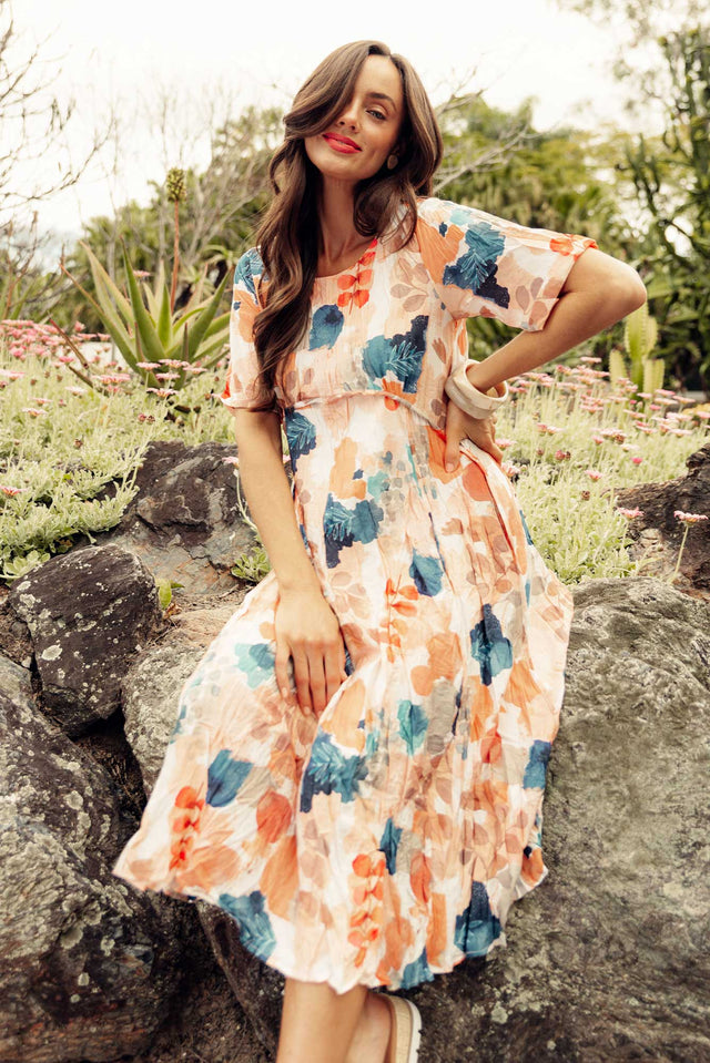 Soraya Orange Floral Crescent Dress