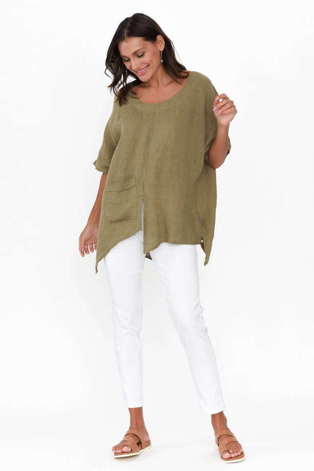 Sura Khaki Linen Top