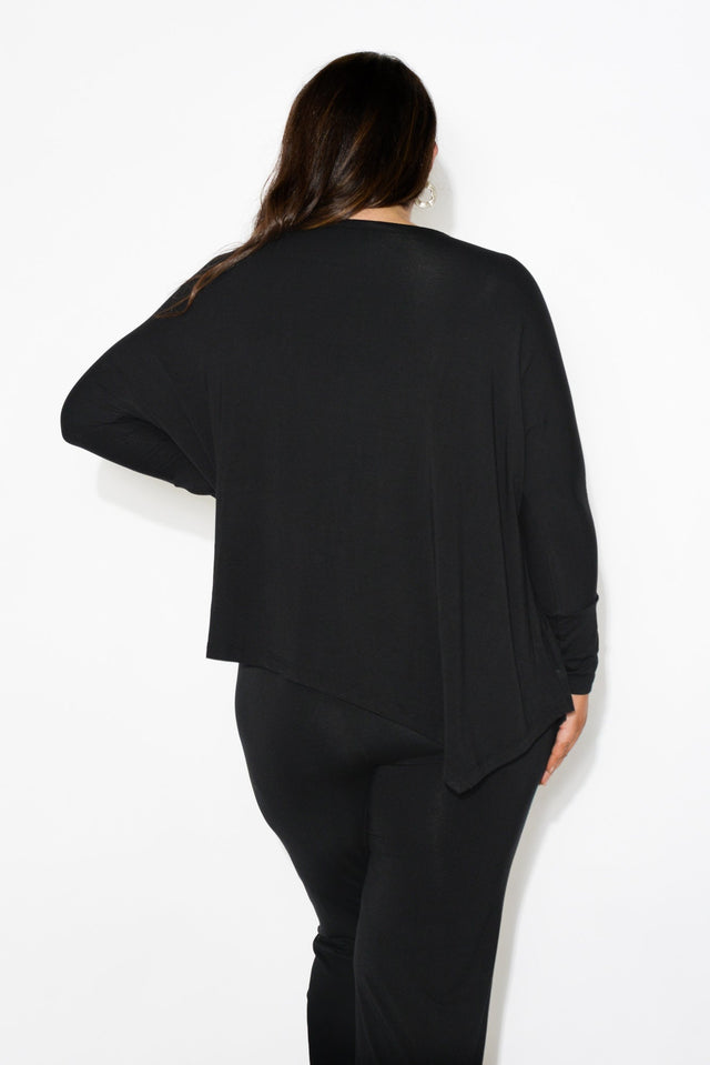 Susie Black Asymmetrical Bamboo Top