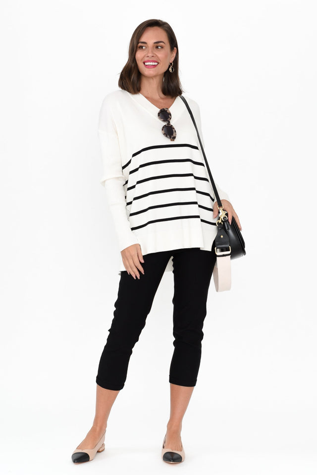 Sybil White Stripe Knit Sweater image 3