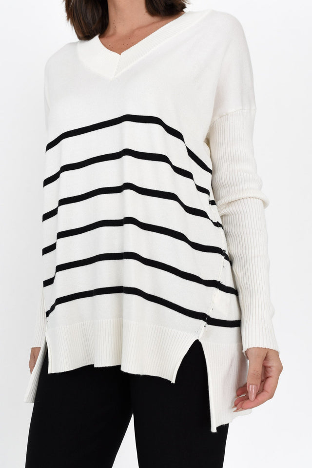 Sybil White Stripe Knit Sweater image 6