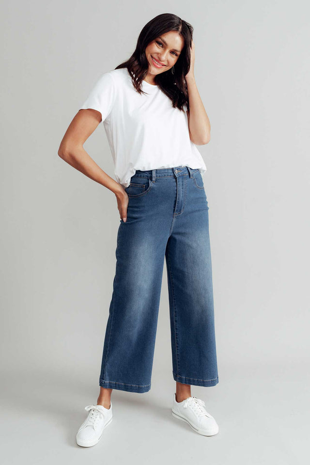 Tabitha Mid Blue Denim Crop Jeans image 1