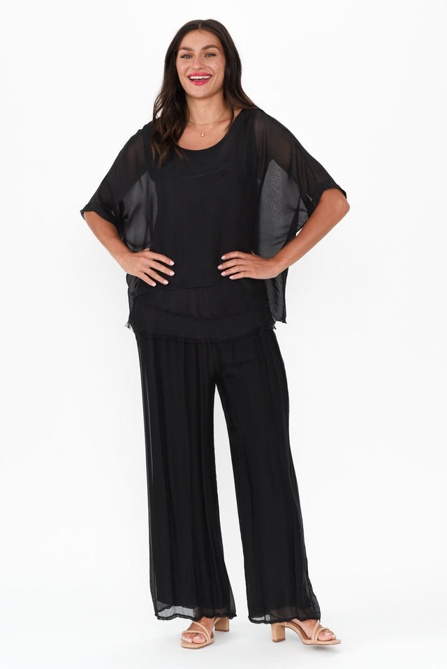 Talia Black Silk Layer Top banner image