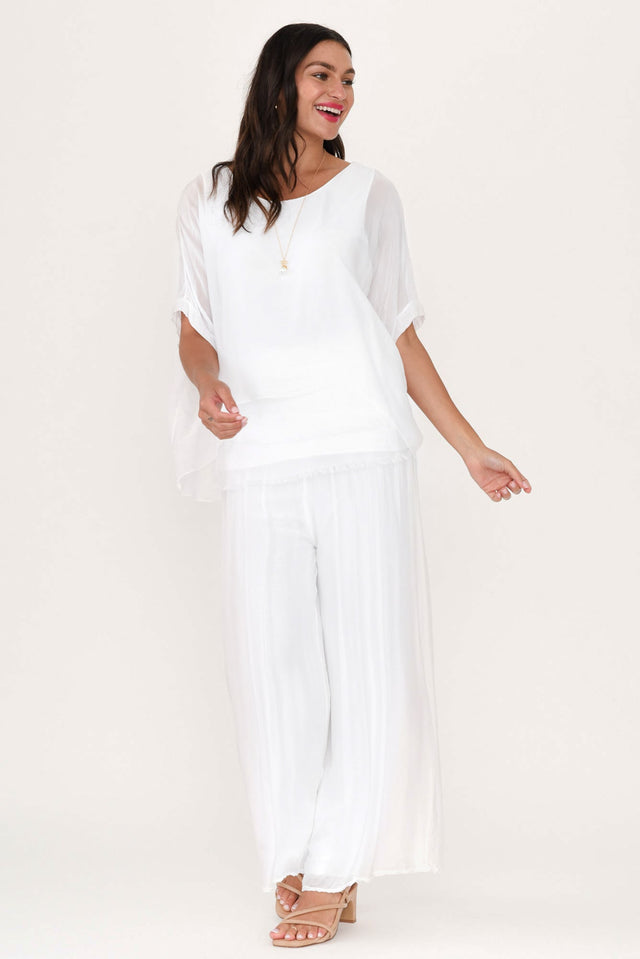 Laurier White Silk Wide Leg Pants banner image