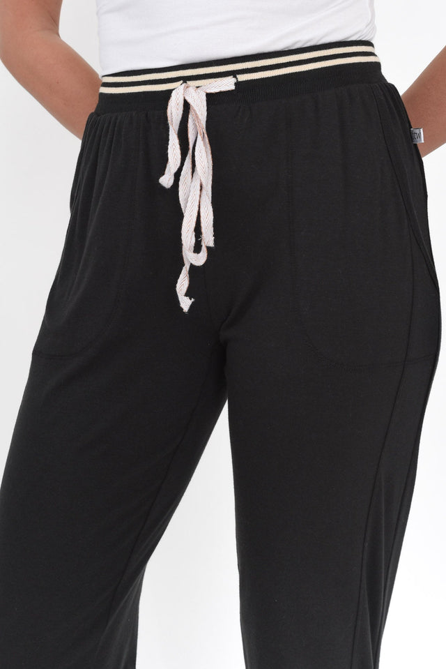 Talissa Black Cotton Drawstring Pants image 4