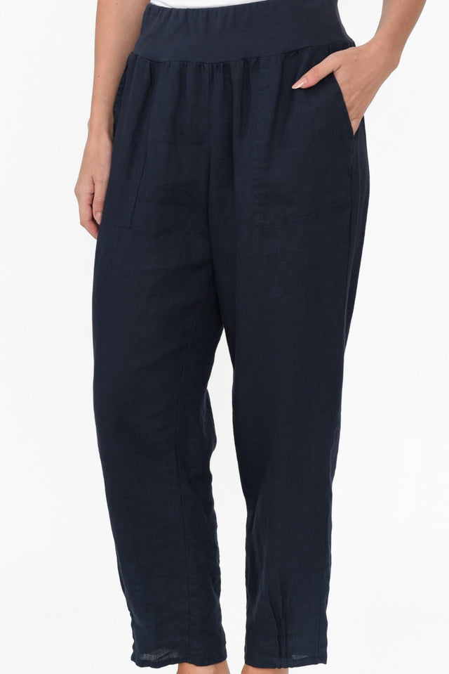 Tatum Navy Linen Pants