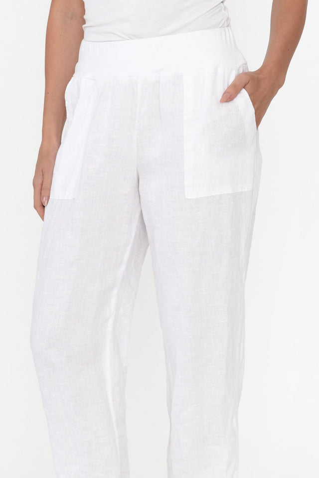Tatum White Linen Pants image 5