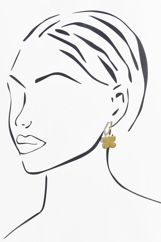 Taylee Gold Clover Hoop Earrings image 2