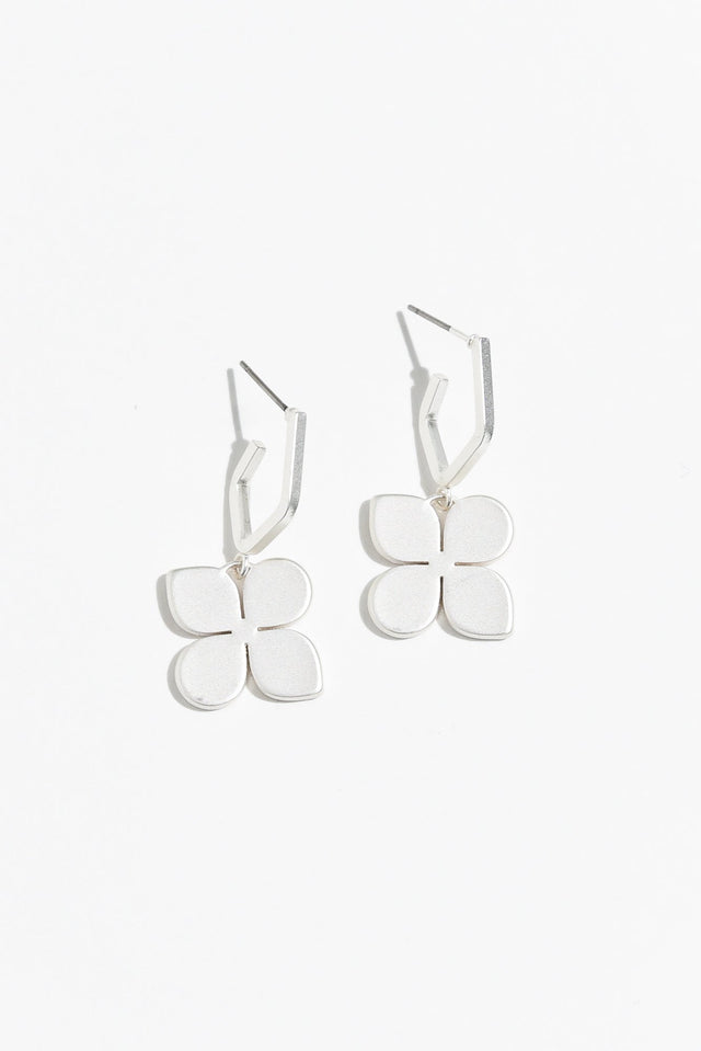 Taylee Silver Clover Hoop Earrings image 1