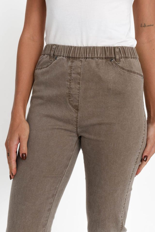 Teri Taupe Stretch Cotton Pants