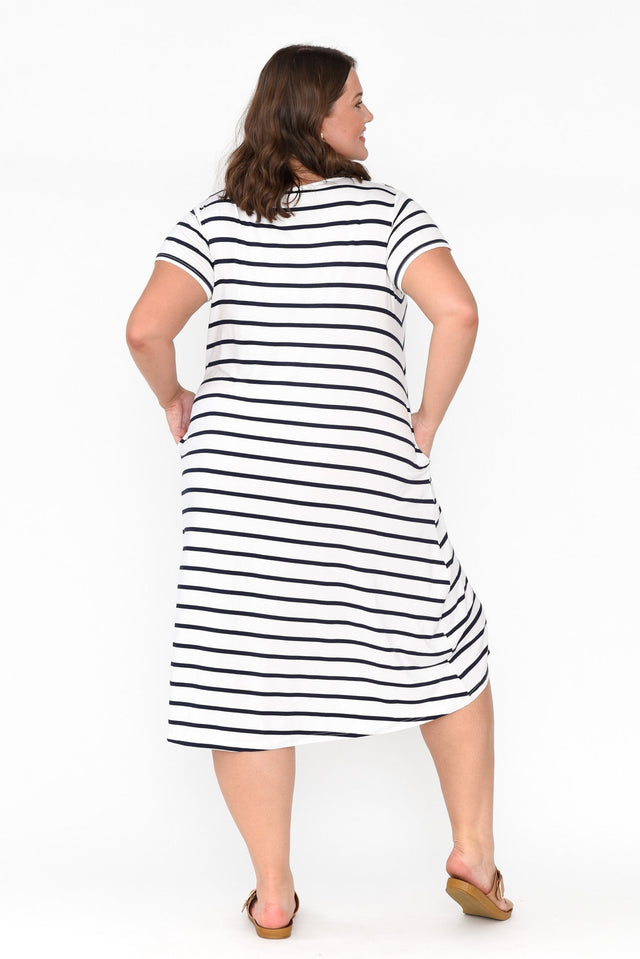 Tiffany White Stripe Bamboo Tee Dress