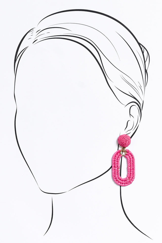 Tilby Pink Woven Oval Drop Earrings image 3