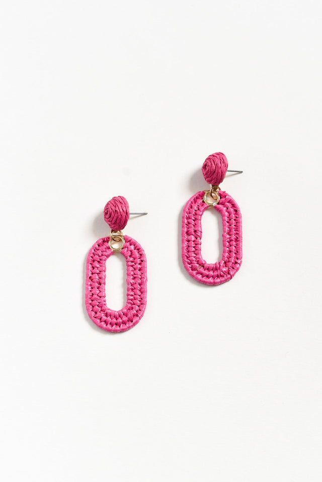 Tilby Pink Woven Oval Drop Earrings image 2