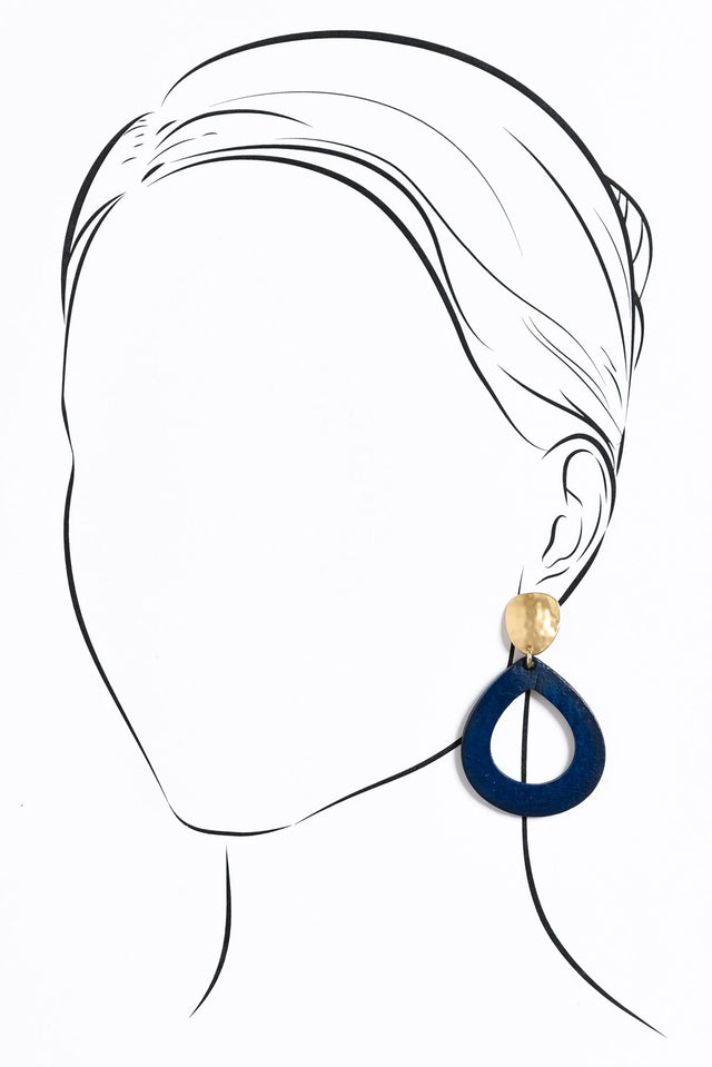 Tinsley Navy Wood Earrings