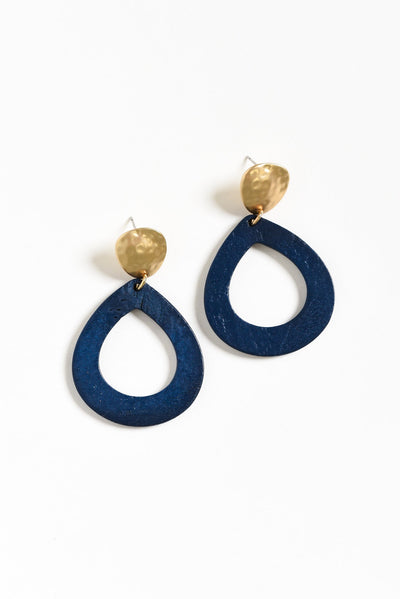 Tinsley Navy Wood Earrings